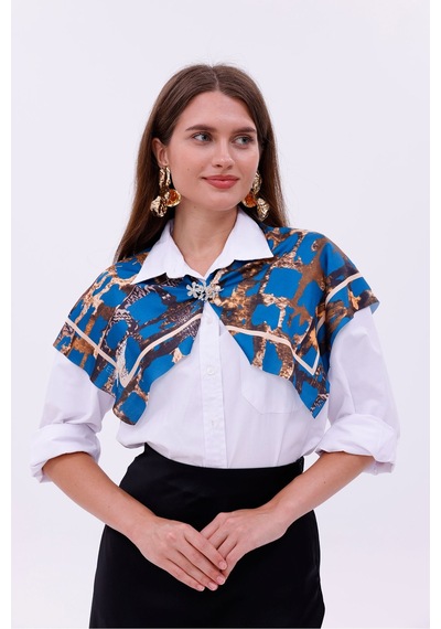 Gece Leoparı Model Fular Bandana Şal Estascarf 70x70 Cm Renkli