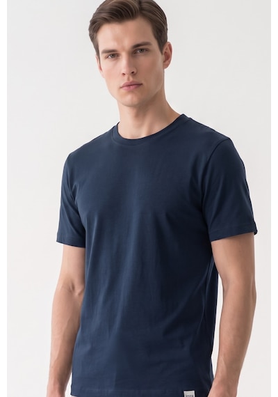 Lacivert Bisiklet Yaka Kısa Kol Slim Fit Pamuklu Tişört 1011265166