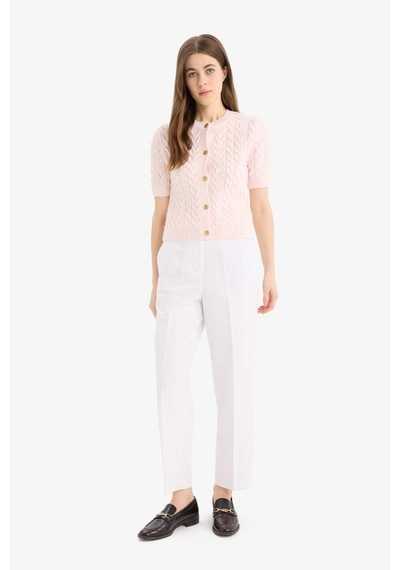 DeFacto Regular Fit Bisiklet Yaka Triko Kısa Kollu Hırka E6882AX25SMPN645 Pembe