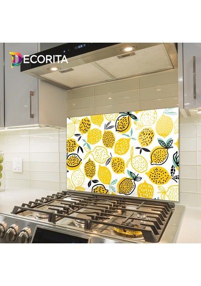 Decorita Sarı Limonlar | Cam Ocak Arkası| 49,5x76cm