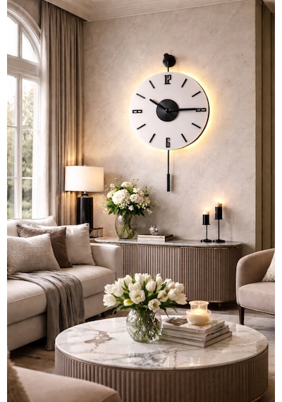 MetaQuartz Aksesuar Siyah Artistry Kardelen Siyah 30x55 Cm Pilli Led , Modern Dekoratif Metal Duvar Saati
