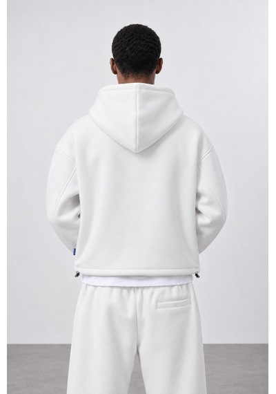 Respire Erkek Lastik Detaylı Panda Oversize Zip Ekru