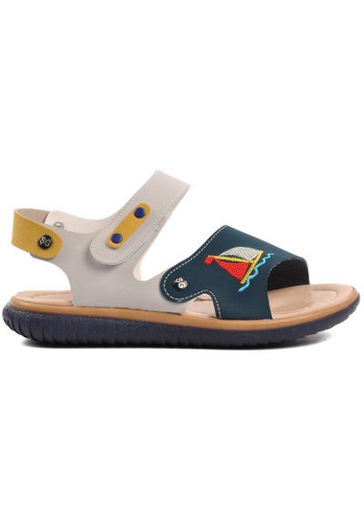 Ayakmod Şng 1540-f Lacivert Nubuk-sarı-krem Erkek Çocuk Sandalet 001