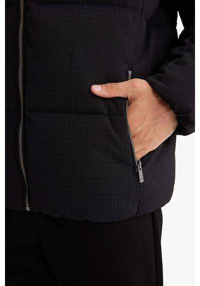 Defacto Regular Fit Dik Yaka Astarlı Fermuarlı Cepli Kışlık Mont F0418ax25wnbk27 Siyah-bk27