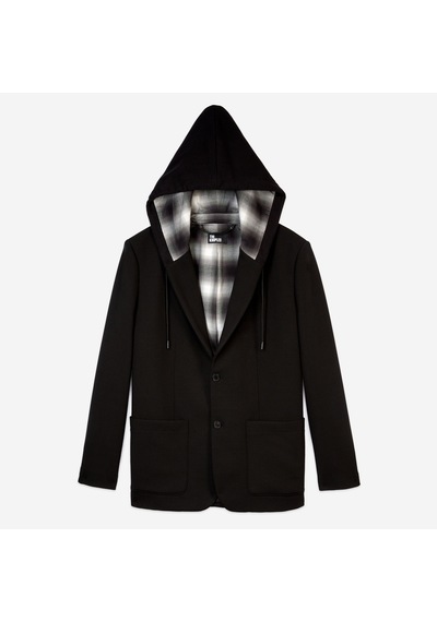 The Kooples Erkek Kapüşonlu Yün Karışımlı Siyah Ceket