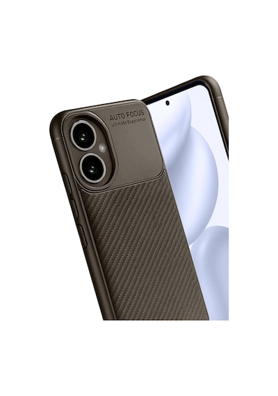 Honor 400 Uyumlu Kılıf Karbon Tasarım Kamera Korumalı Silikon Telefon Kılıfı Kapak Kahverengi