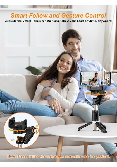 Profesyonel Tripodlu Gimbal, 2 Eksenli Manevra Kabiliyeti, 70 Cm Uzayabilen Tripod, Uzaktan Kumandalı Kullanım, Telefo Diğer