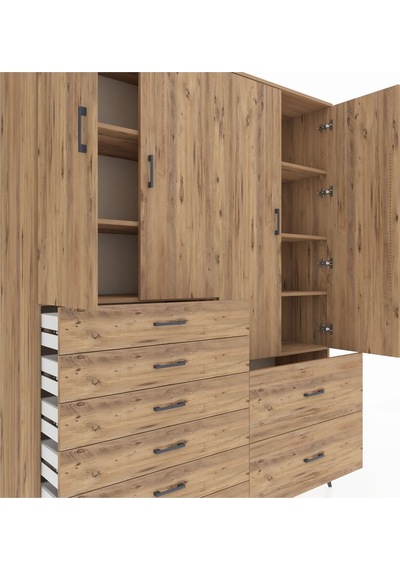 Hyperion Gardrop 7 Raflı 8 Çekmeceli 4 Kapaklı 176x44x221 Çam-çam Beyaz Hyperion Gardrop 7 Raflı 8 Çekmeceli 4 Kapaklı 176x44x221 Çam-çam Beyaz