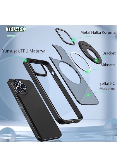 Ally Apple Uyumlu iPhone 14 Pro Max İçin Magsafe Yüzük Standlı Manyeti