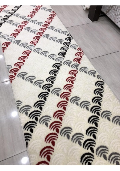 Saray Halı Samyeli 10942 Wk 80X300 Krem Kırmızı Gri Yolluk !