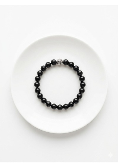 8 Mm Obsidyen Taşından Yapılmış Unisex Bileklik Siyah