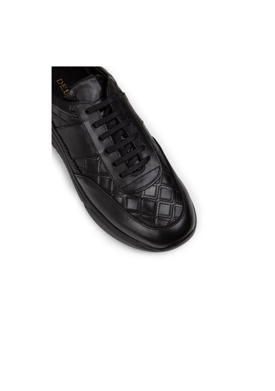 Deery Hakiki Deri Siyah Erkek Sneaker Ayakkabı - 01963Msyhe03 Siyah