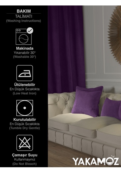 Br Yakamoz Tatlı Mor Rengi Kırlent , Yastık Kılıfı Kadife Görünümlü Velvet Touch Serisi Tatlı Mor