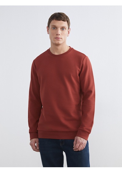 Lcwaıkıkı Classic Kahverengi Bisiklet Yaka Erkek Sweatshirt