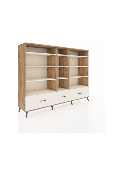 Hyperion Dolap 12 Raflı 3 Çekmeceli 220x44x163 Çam-aytaşı Çam-aytaşı