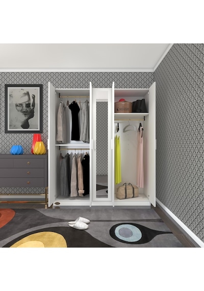 Kenzlife gardırop 5 kapaklı kapılı 150 lilyum byz aynalı gardolap