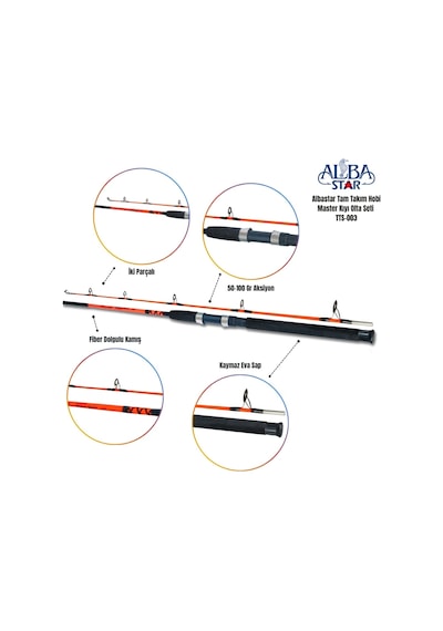 Albastar Tam Takım Profesyonel Tekne Olta Seti Tts003 150 CM-Standart