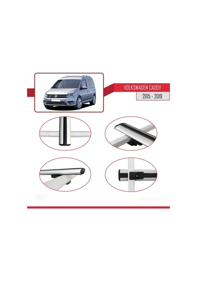 Volkswagen Caddy 2015-2019 Arası İle Uyumlu Basic Model Ara Atkı Tavan Barı Gri 3 Adet