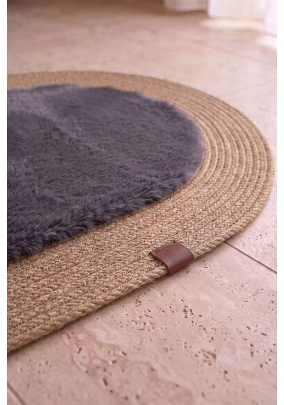Banyo Paspası Takımı 60x100+60x60 Cm Düz Antrasit Gri & Camel