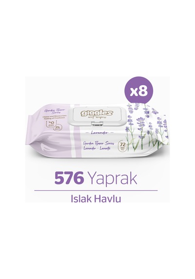 Giggles Islak Havlu 72'li Lavanta 8 Paket 576 Mendil