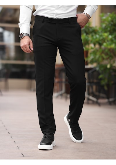 A Kalite Slim Fit Likralı Kumaş Pantolon Siyahh