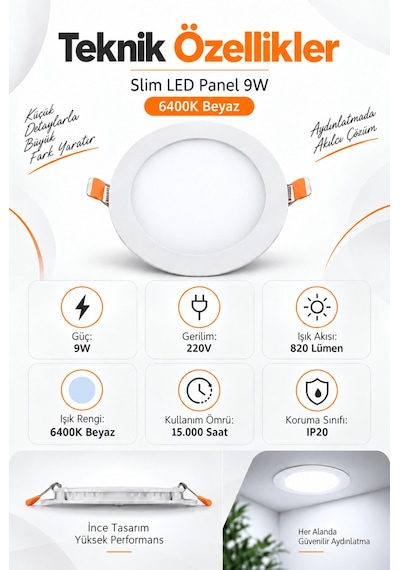Onerous Beyaz Led Işık, 9w, 220v