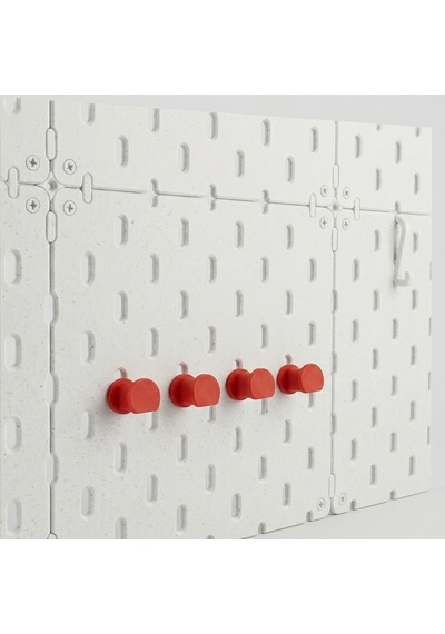Pegboard Duvar Düzenleyici Organizer Seti Kalemlik, Çok Amaçlı Kutu, Mini Raf Ve Askılık Modüllü Modüler Duvar Organizasyon Sistemi Kırmızı