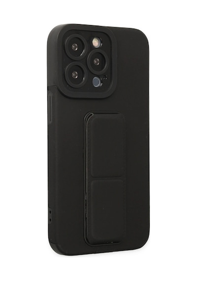 Newface - 8 - Apple iPhone Uyumlu 14 Pro Kılıf Mega Standlı Silikon - Ece-umay - - Siyah