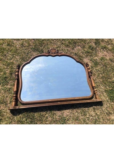 Vintage Oymalı Şifoniyer Aynası 100x85 cm - Dekoratif Standlı Ayn Kahverengi