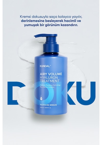 Arındıran Nemlendiren Hacim Veren Saç Kremi Kundal Airy Volume Hyaluron Treatment 500ml Blossom Br.