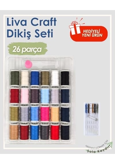 26 Parça Dikiş Seti İğne, Yüksük, İplik Ve Aksesuarlarla Dikiş Kiti