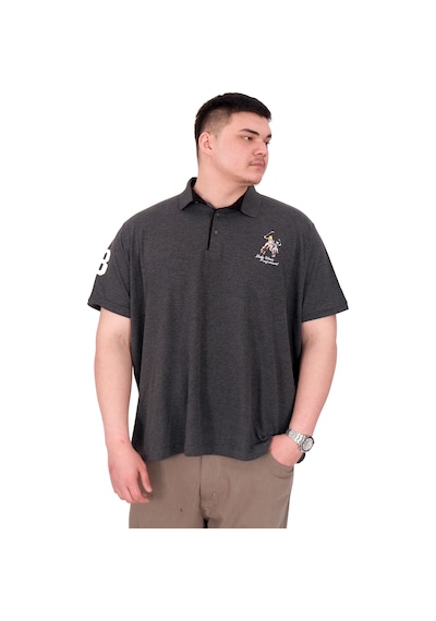 Mode Xl Büyük Beden Erkek T-shirt Polo Yaka Nakış Detaylı U25311 Antrasit Antrasit