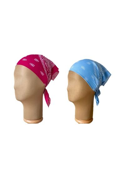 Pamuklu Klasik Desen Unisex 2li Bandana Seti Renkli Bandana Etnik Desenli A Kalite Bandana Bordo - Mavi