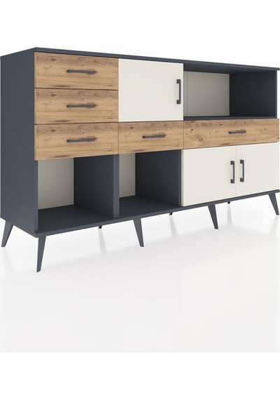 Hyperion Konsol 2 Raflı 5 Çekmeceli 3 Kapaklı 176x44x99 Antrasit- Antrasit-aytaşı/çam Hyperion Konsol 2 Raflı 5 Çekmeceli 3 Kapaklı 176x44x99 Antrasit- Antrasit-aytaşı/çam
