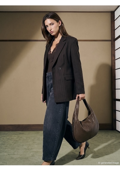 Dilvin 60835 Kruvaze Blazer Ceket Kahve