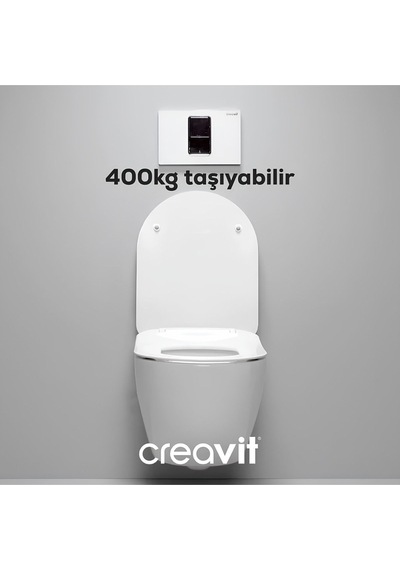 Fe322 Free İnci Mat Beyaz Rim-off Asma Klozet, Creavit Duroplast Mat Beyaz Kapak