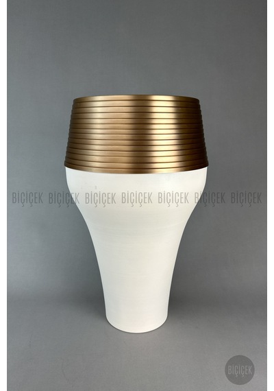 Biçiçek Cleopatra Saksı 70cm Krem Gold