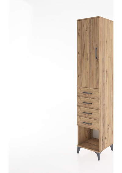 Hyperion Dolap 2 Raflı 4 Çekmeceli Tek Askılı 44x44x221 Çam-çam Atlas Çam