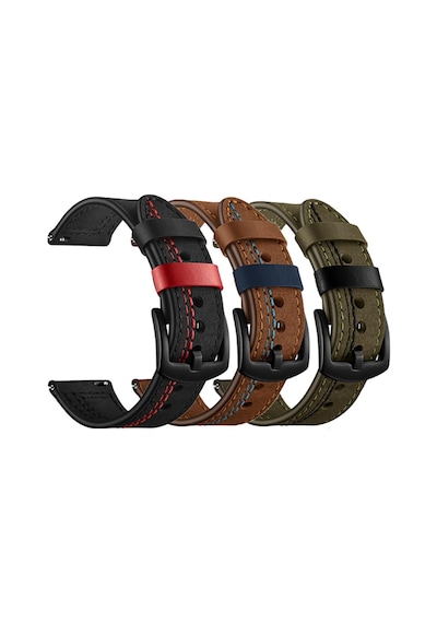 Gear S3 22mm Uyumlu Krd-19 Deri Zore Kordon-yeşil