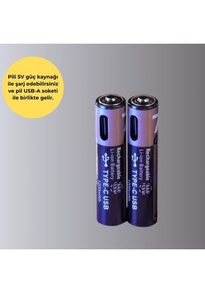 Type-c Şarjlı Aaa Lityum Pil 1.5v 1000+ Şarj Döngülü Hızlı Şarj Özellikli