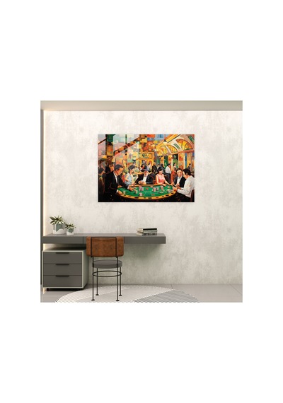 Heyecan Verici Cam Tablo Sanat - Kumar Temalı Modern Sanat İle Canlı Kumarhane Sahnesi