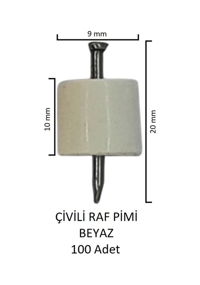 Çivili Raf Pimi Beyaz 100 Adet Beyaz