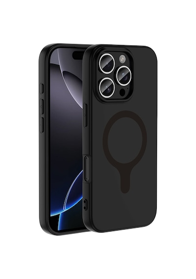 Maks Technology iPhone Uyumlu 16 Pro Kılıf M-safe Şarj Özellikli Mkst Aris Silikon Kapak - Siyah