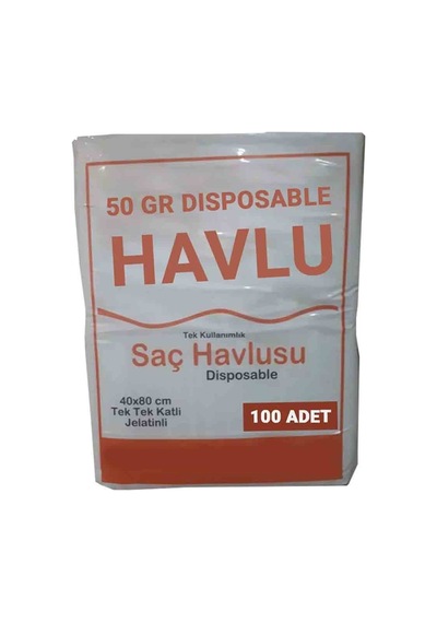 100 Adet Tek Kullanımlık Otel Buklet Sauna Kuaför Saç Baş Spor Salonu Seyahat Havlusu 50 Gr 40 80