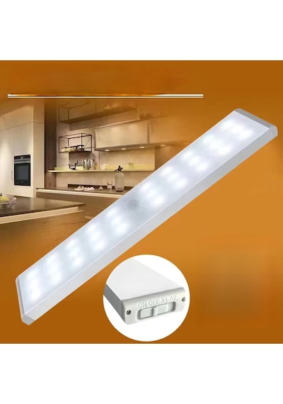 30 Led Hareket Sensörlü 20 Cm Dolap İçi Mutfak Koridor Merdiven Aydınlatma Işığı Led Işık Çok Renkli