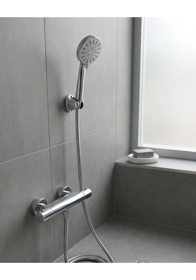 Krem Duş Başlığı Seti 4 Kademeli El Duşu Spiral Hortumlu Banyo Seti