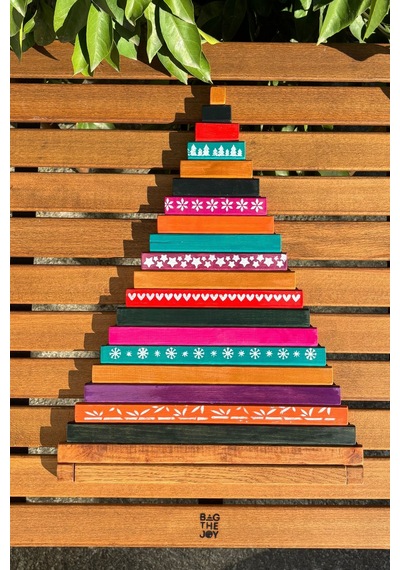 Leftover Ahşap Yılbaşı Ağacı - 54cm Çok Renkli