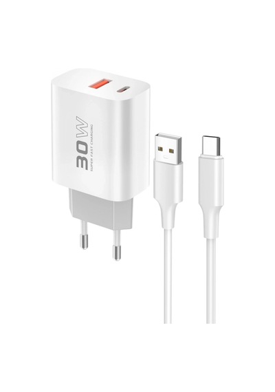 C89q 1 Adet 30w Type-c Ve 1 Adet 22.5w Usb Çıkışlı Ekstra Dl49 1m Usb To Type-c Kablolu Pd Şarj Ciha