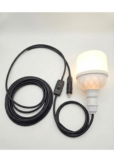Araç Çakmak Girişli 30w 12v Led Ampul,lü E27 Duylu Anahtarlı Araç,karavan,kamp Seyyar Lamba 12/16a 2 X1,5mm Ttr Ba