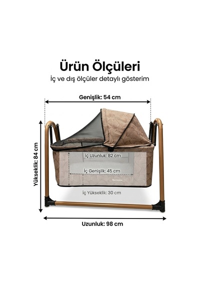 Lüks Taşınabilir Portatif Bebek Beşiği - Cibinlikli Ve Tenteli Sallanır Anne Yanı Kahverengi Lüks Taşınabilir Portatif Bebek Beşiği - Cibinlikli Ve Tenteli Sallanır Anne Yanı Kahverengi